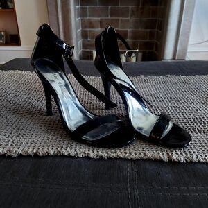 Madden Girl Shiny Black Strappy Heels